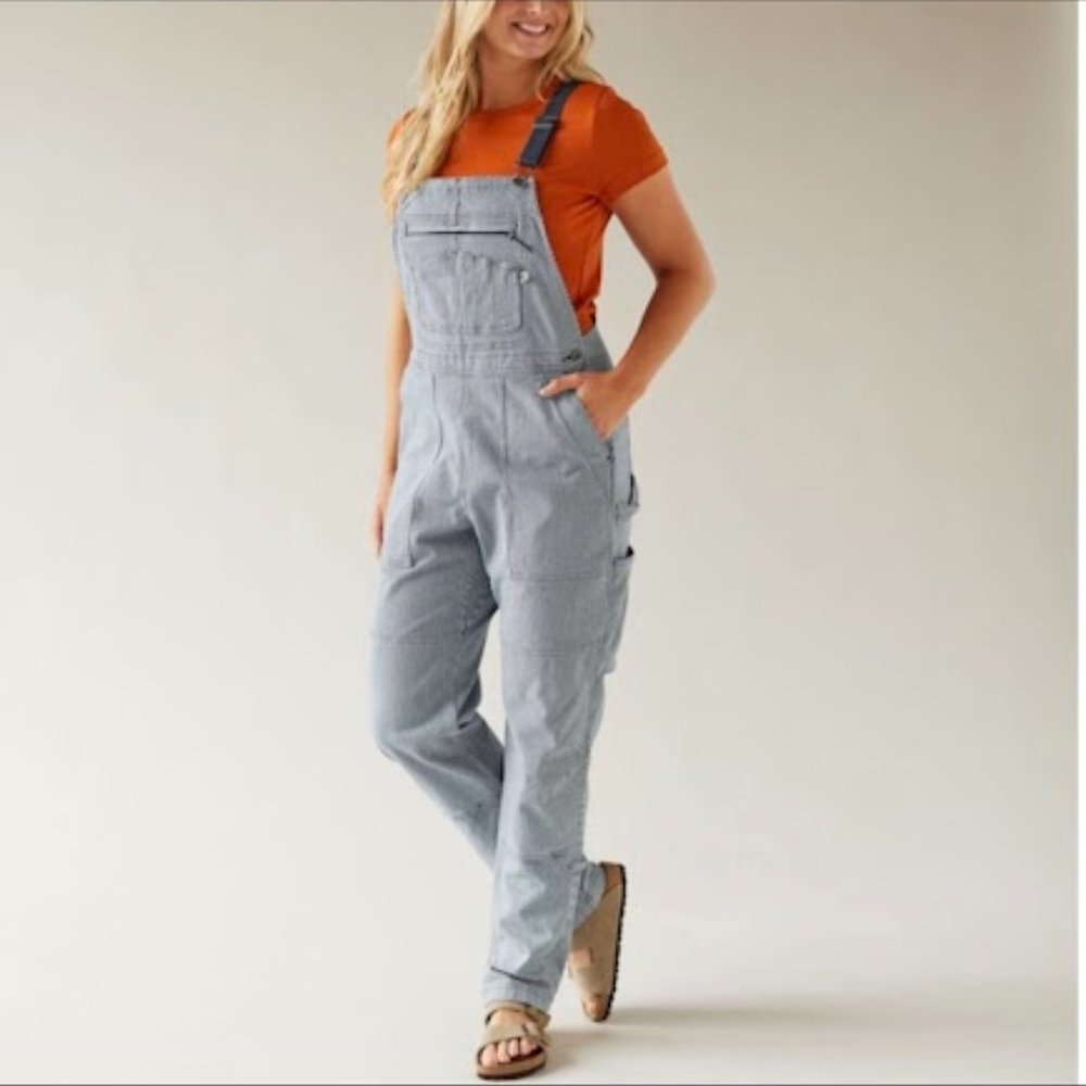 DULUTH Trading Company Rootstock Overalls - Blue and White Railroad Stripe  Lx31